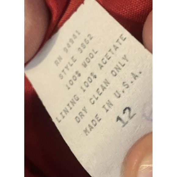 Vintage Savannah Holiday‎ Red Wool Bomber Jacket Size 12 Christmas Grandma - Picture 11 of 11